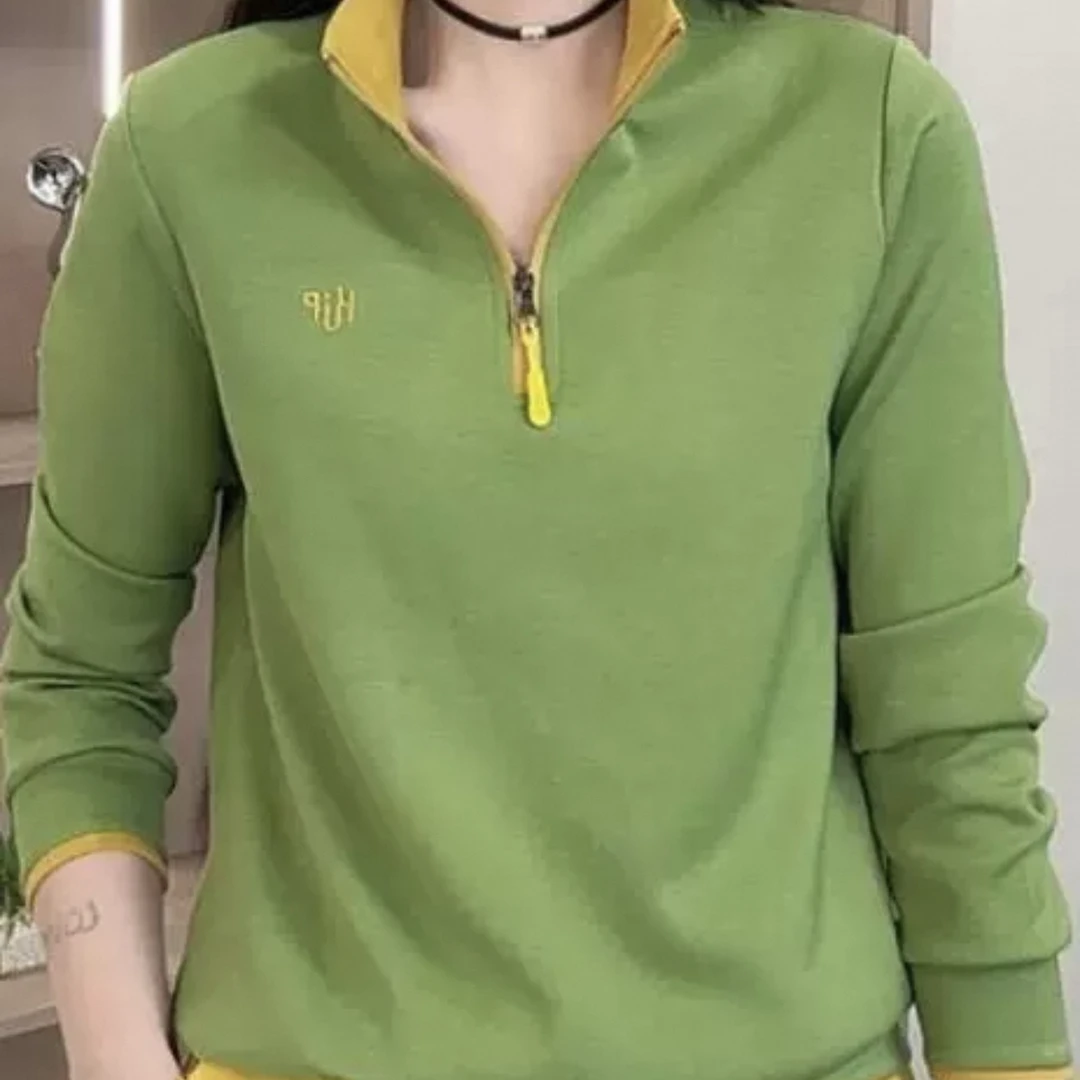 时尚半拉链款棉T