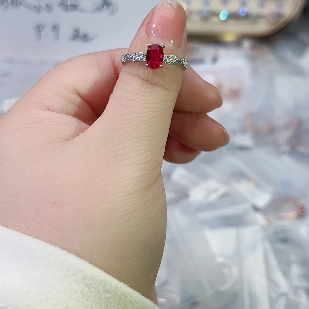 莫桑石铜合金K白麻花5*7红宝-10