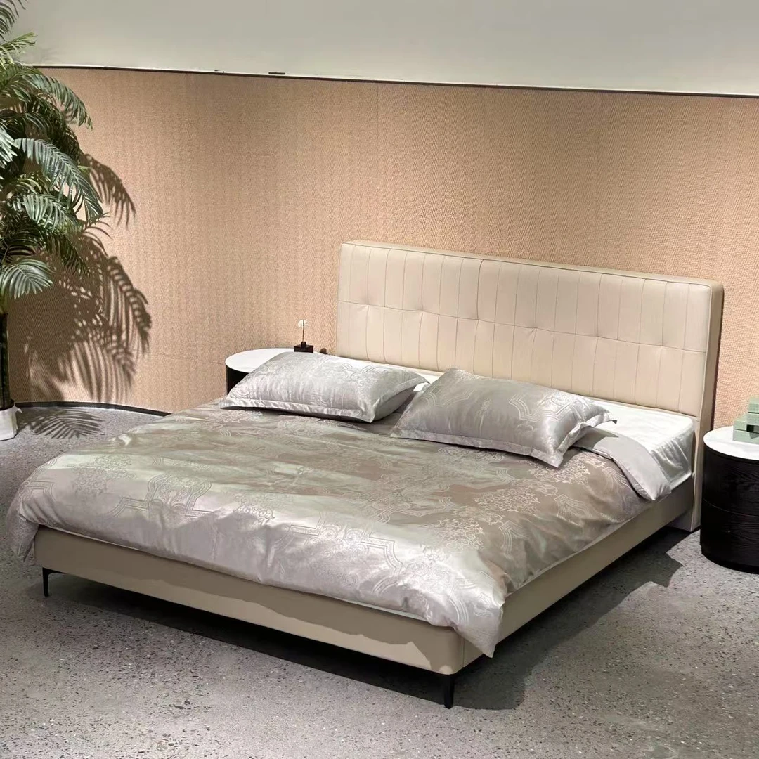 【春哥严选~上新~一克拉床】意式极简家用现代简约卧室头层牛皮床KM