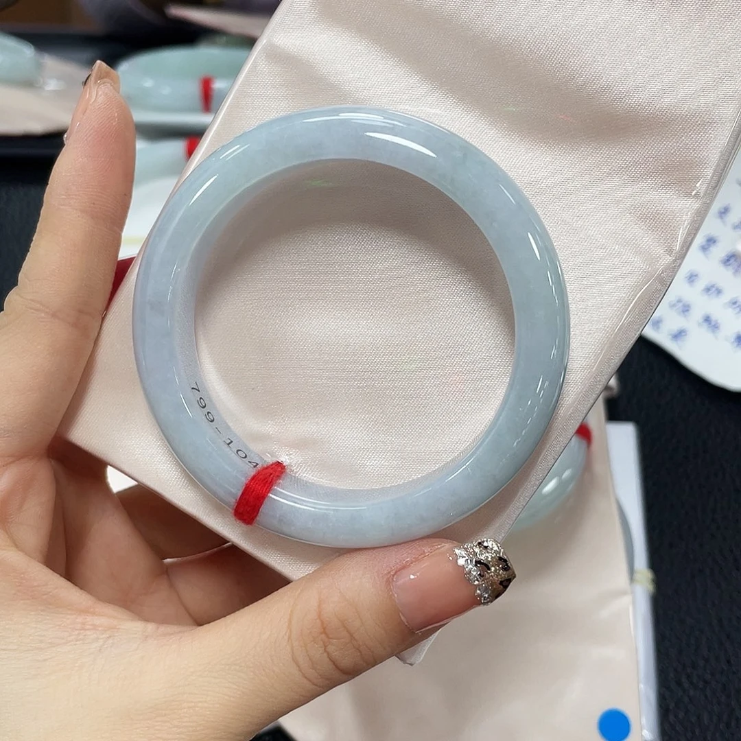 江***福翡翠未镶嵌手镯天然缅甸A货翡翠手镯53圈口