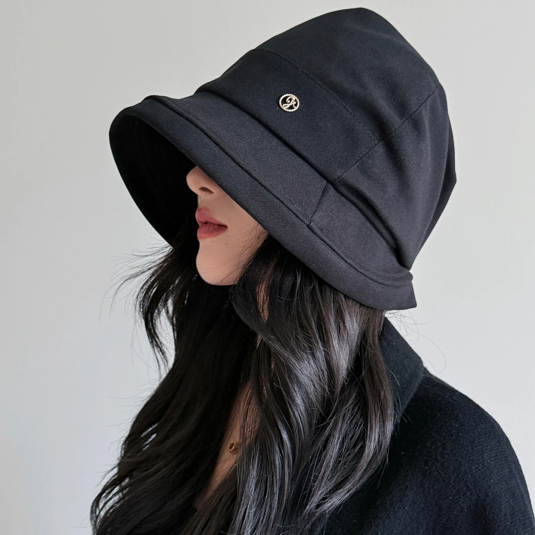 帽子女春秋堆堆帽褶皱渔夫帽显脸小简约百搭休闲帽贝雷帽八角帽潮