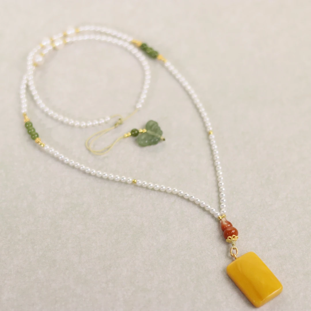 ZC10A18727[原创]珍珠碧玉项链（多样性发货)