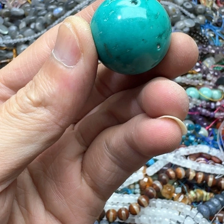 合金玛瑙/玉髓珠宝半成品一颗25mm绿松