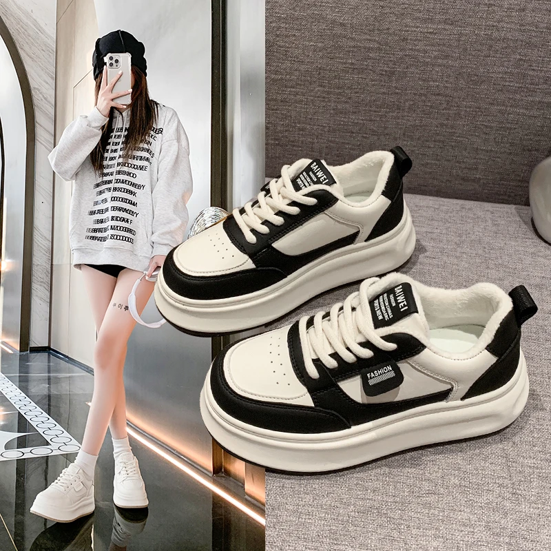 小白鞋/春季厚底熊猫拼色时尚百搭2024小众款休闲小白鞋