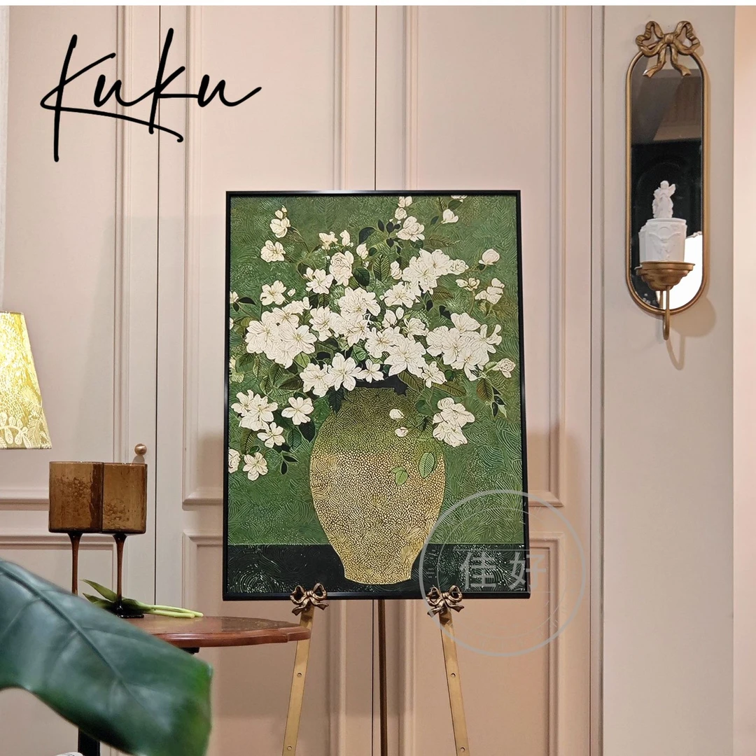 法式中古风客厅装饰画玄关高级感艺术挂画餐厅壁画床头挂画斗柜画