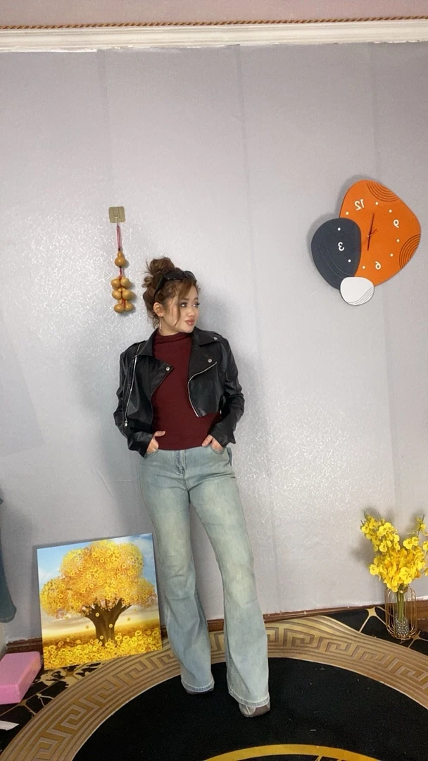 2603牛仔裤女秋冬款新款喇叭裤高腰显瘦微喇裤时尚修身
