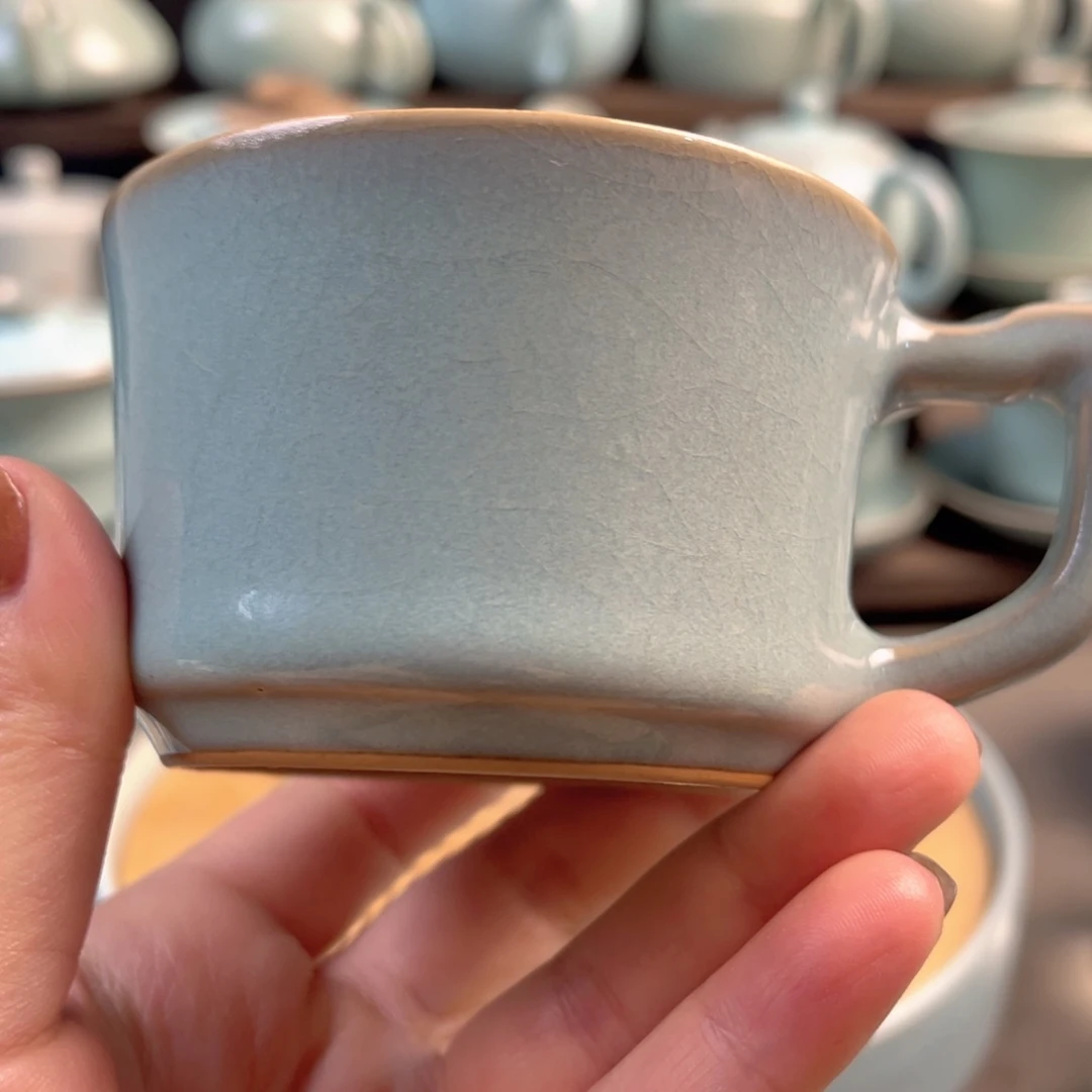 陶摆件瓷天青釉咖啡原矿