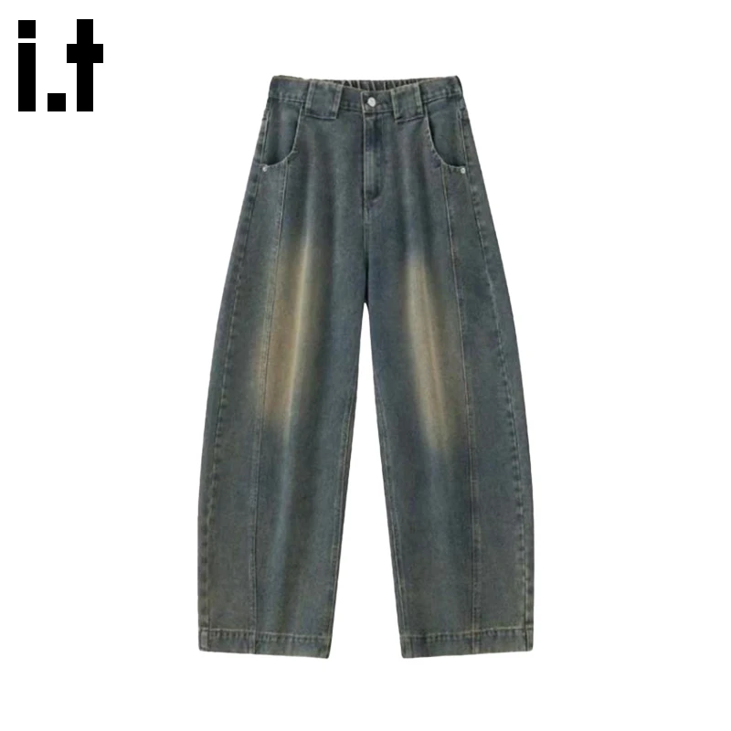 it: CHOCOOLATE美式复古牛仔裤男士2025秋冬新款水洗做旧拼接裤子