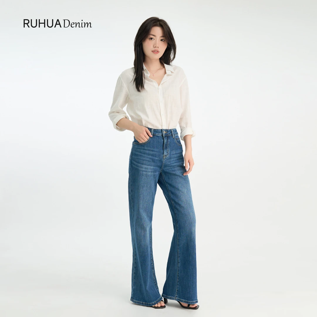 2025新款设计【苹果行身材专属定制版】直筒高腰微喇裤限量体验显瘦