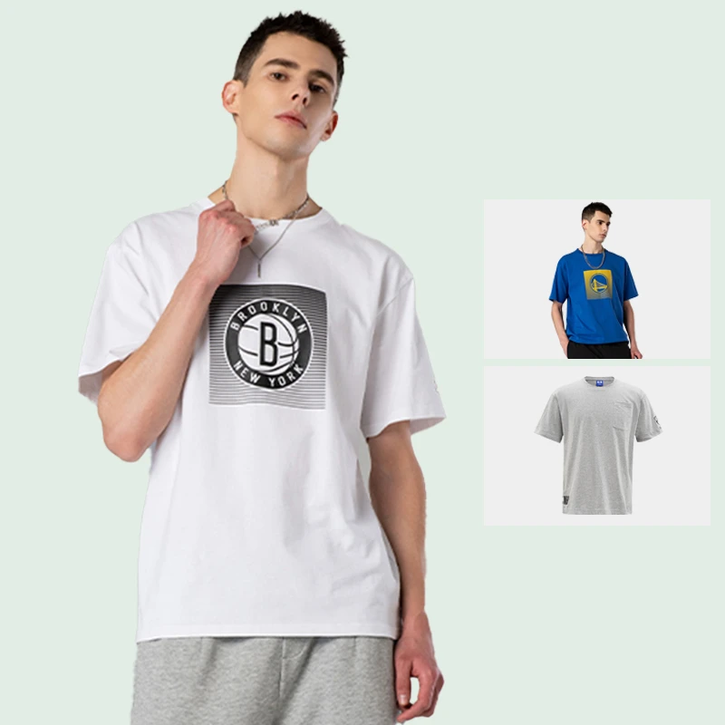 NBA官方湖人勇士情侣款夏季圆领透气印花T恤纯棉运动