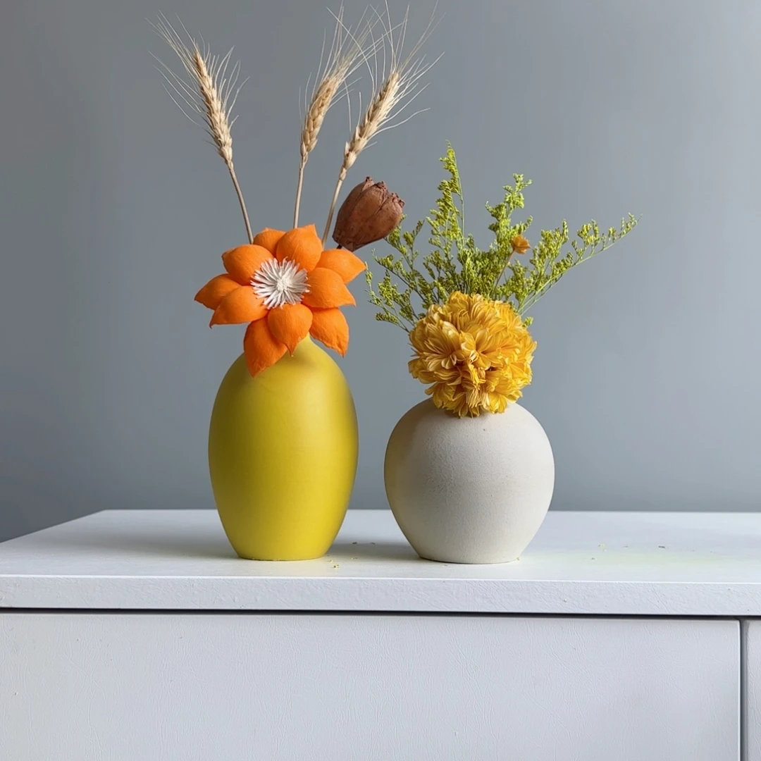 摆件陶瓷小花瓶摆件含花总高约20-30cm