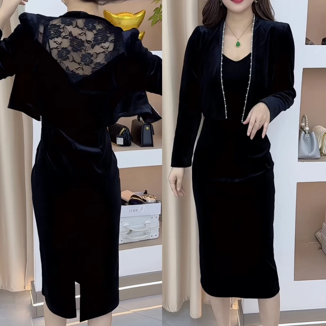 时尚套裙女春季新款洋气连衣裙搭配外搭两件套潮97455