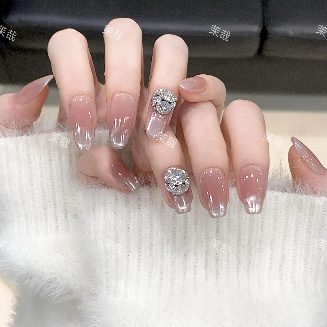 茉哉现货【月影纱】纯手工定制美甲穿戴甲A4125
