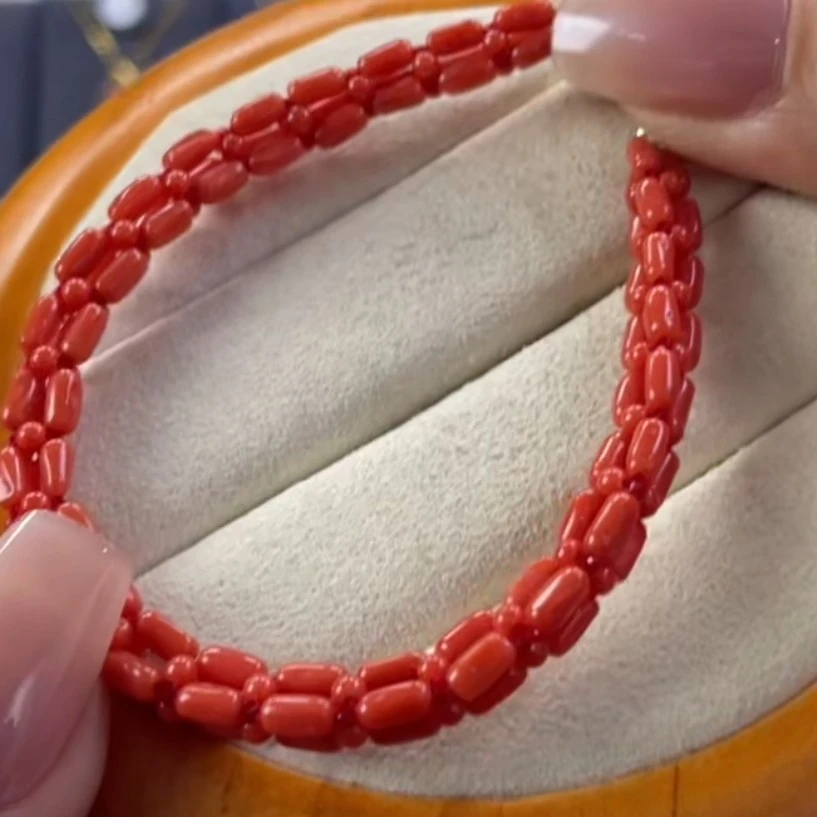 天然宝石红珊瑚手链