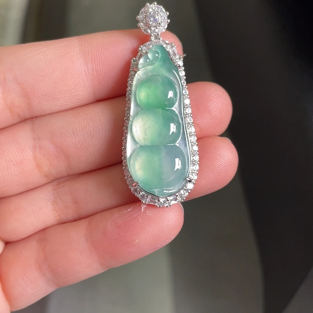 翡翠银S925镶嵌吊坠(不含链)