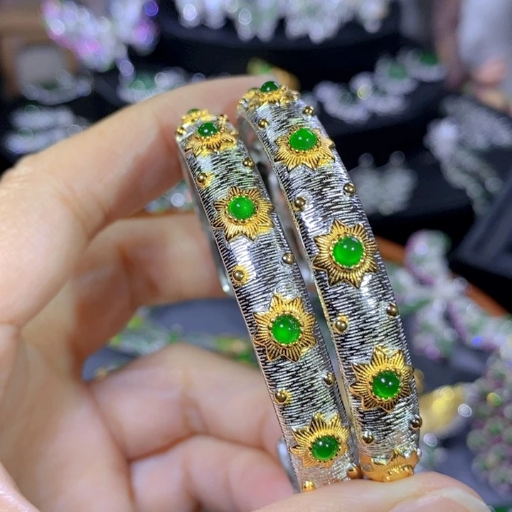 翡翠戒指银S925镶嵌多样性发其一