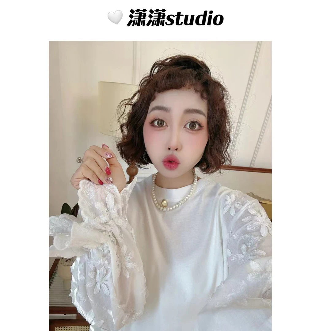 【花瓣袖T恤】潇潇自制立体刺绣袖口超舒服百搭圆领T恤XS2333