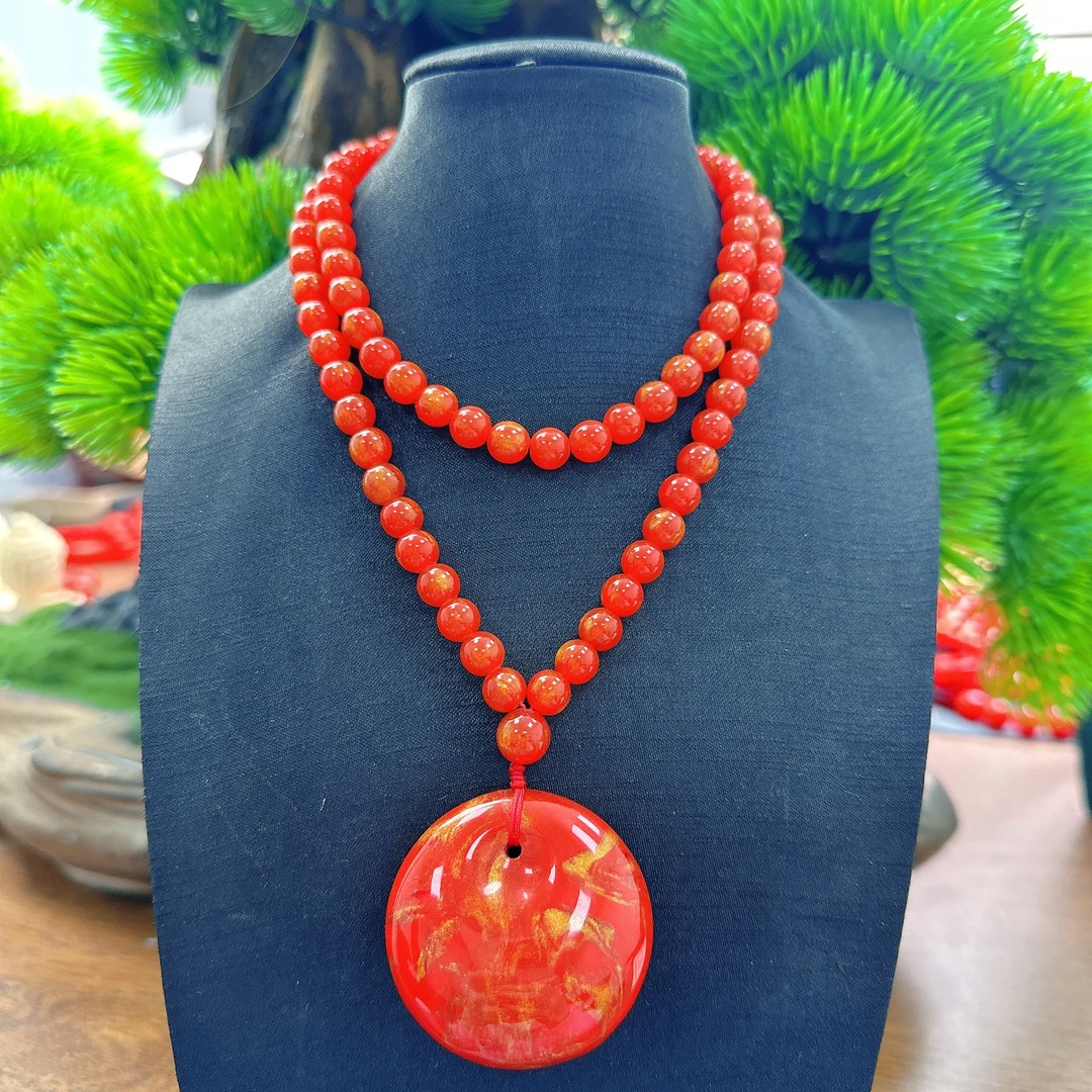 【正品血灵芝】高端收藏级 满金沙 满含量血灵芝平安扣 链 A14