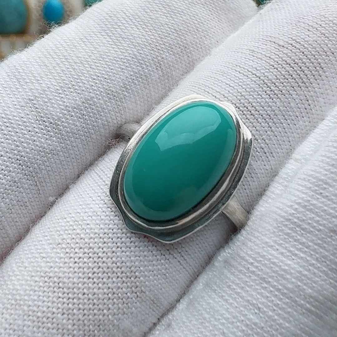 绿松石银S925镶嵌戒指