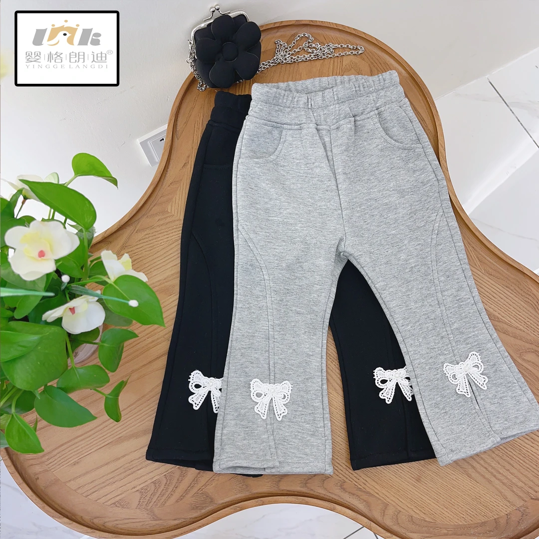 婴格朗迪女童小香风裤子春秋季洋气时髦网红百搭款喇叭裤YG6166