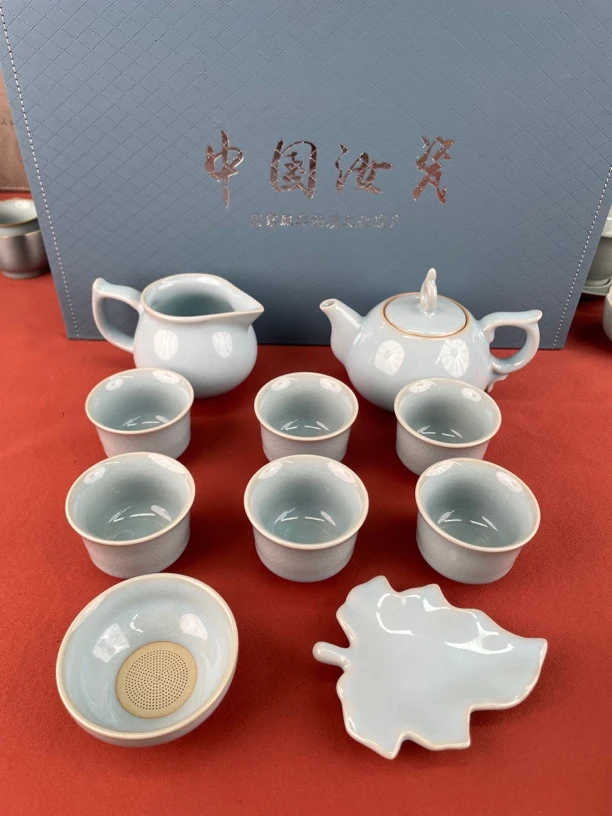 汝瓷10件套，天青釉茶具礼盒适合珍藏作伴手礼