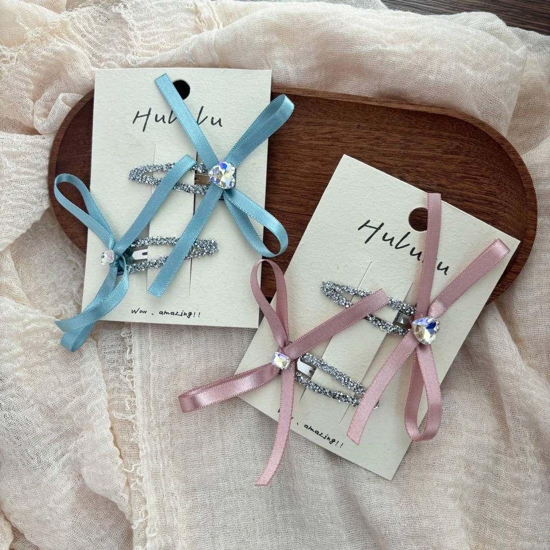 蝴蝶结亮晶晶发夹BB夹儿童可爱发饰BB夹新款甜美韩国原创ins头饰