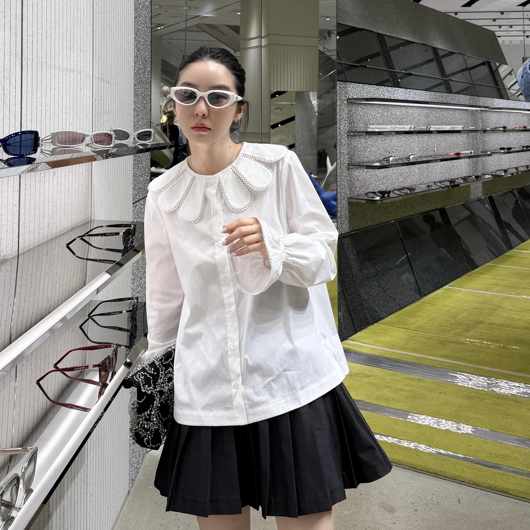 【玄素栖瓣】新中裳-深圳原创设计高定设计师款花瓣领衬衣衬衫