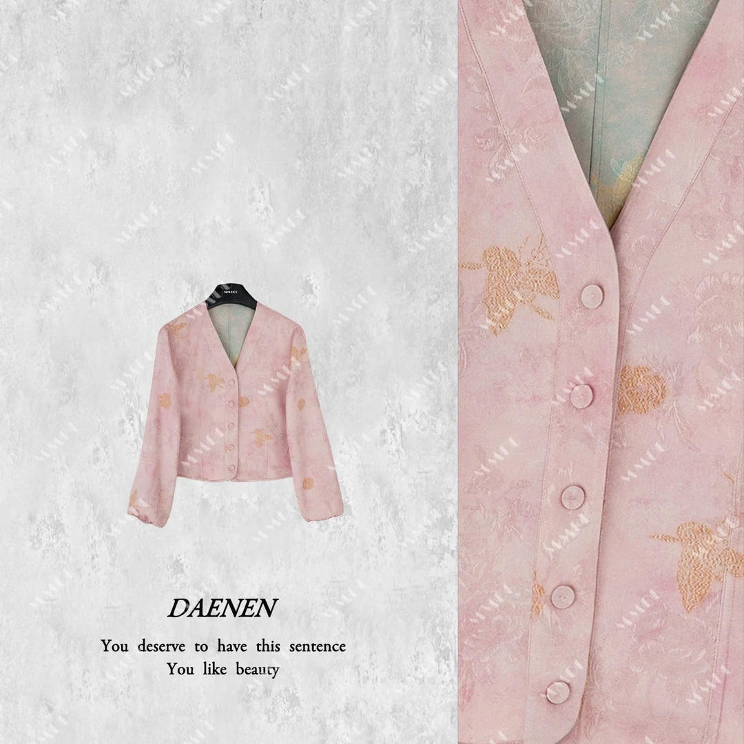 仫赐【清苒】新中式国风双面穿金丝蝴蝶上衣MCGSY0323