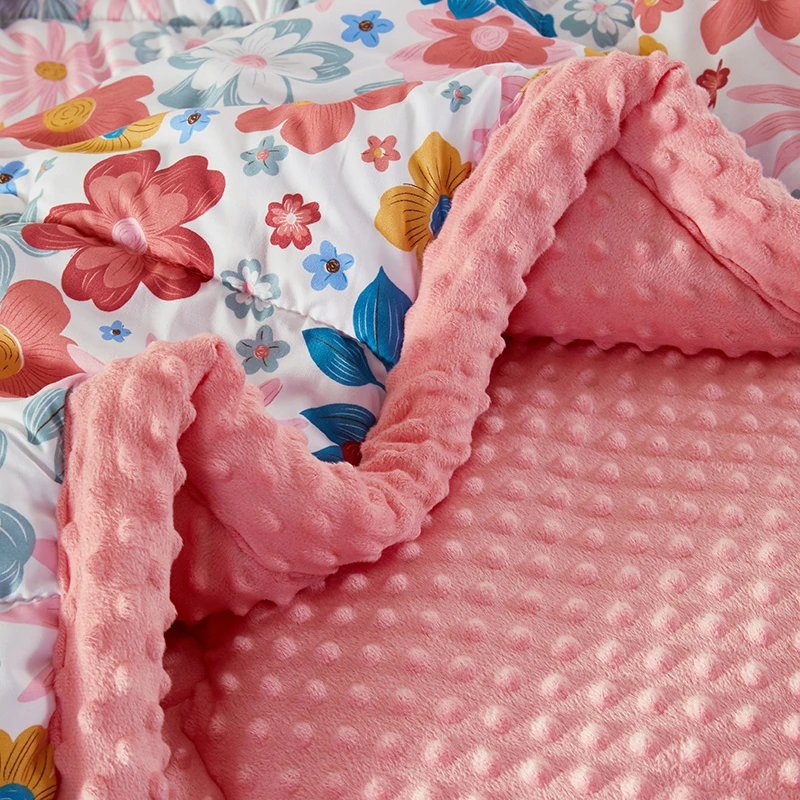 工厂直销AB双面牛奶绒豆豆加厚纤维被整被可水洗丝滑柔软亲肤