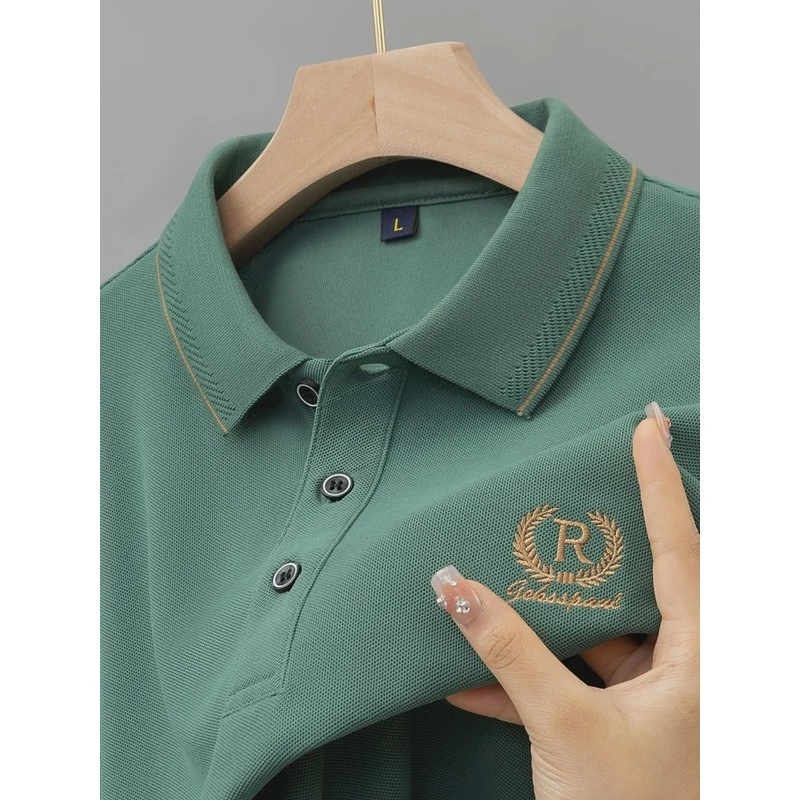 2025新款夏季商务男士短袖t恤刺绣翻领保罗polo衫男高档爸爸上衣