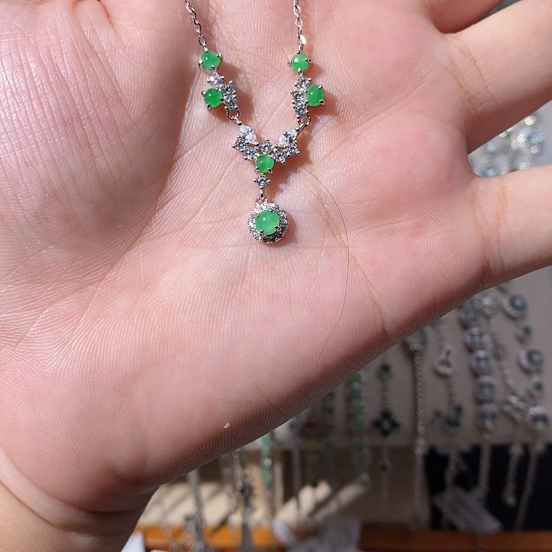 翡翠银S925镶嵌颈饰