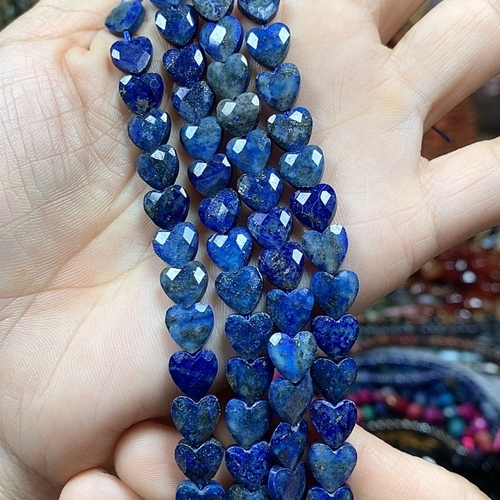 玛瑙/玉髓未镶嵌珠宝半成品天然青金切面爱心卡8mm短款