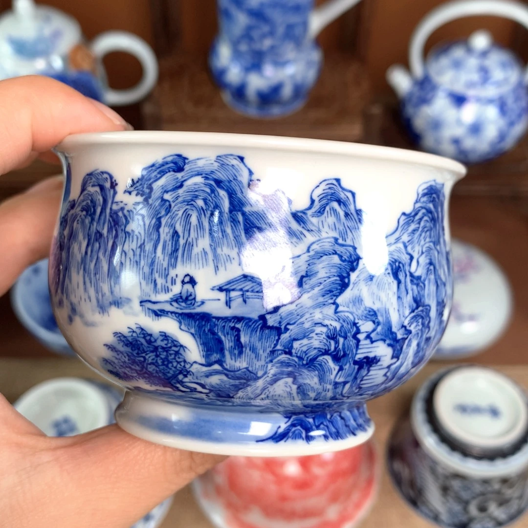 手工手绘山水炉式杯