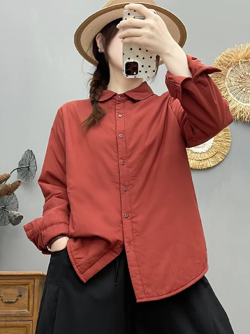 夹棉保暖冬季女款宽松纯棉衬衫  11.7  织棉小铺