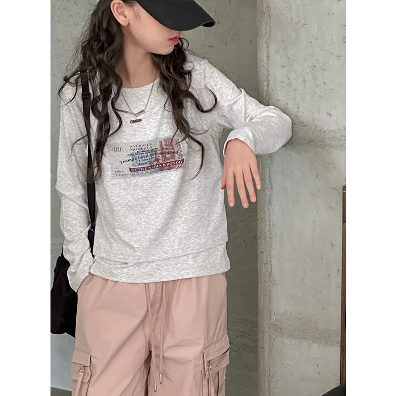 K28214女童套装2025春装新款儿童T恤裤子两件套春秋长袖衣服休闲