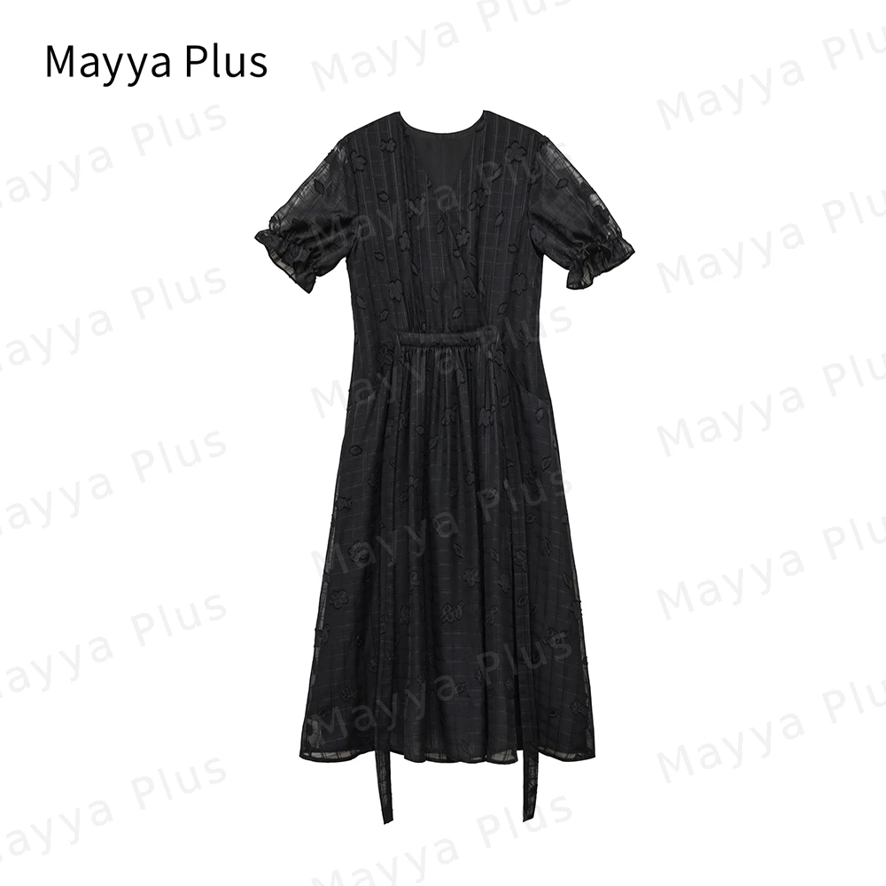 【夏日佳人】Mayya Plus麦芽定制收腰气质显瘦提花连衣裙32326897