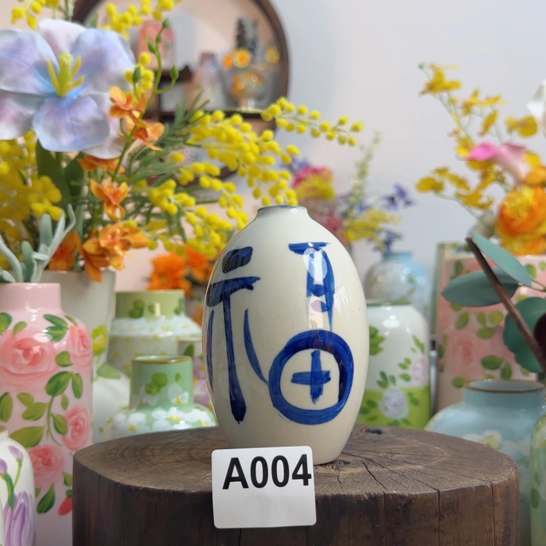 摆件景德镇陶瓷手绘花瓶摆件无孔