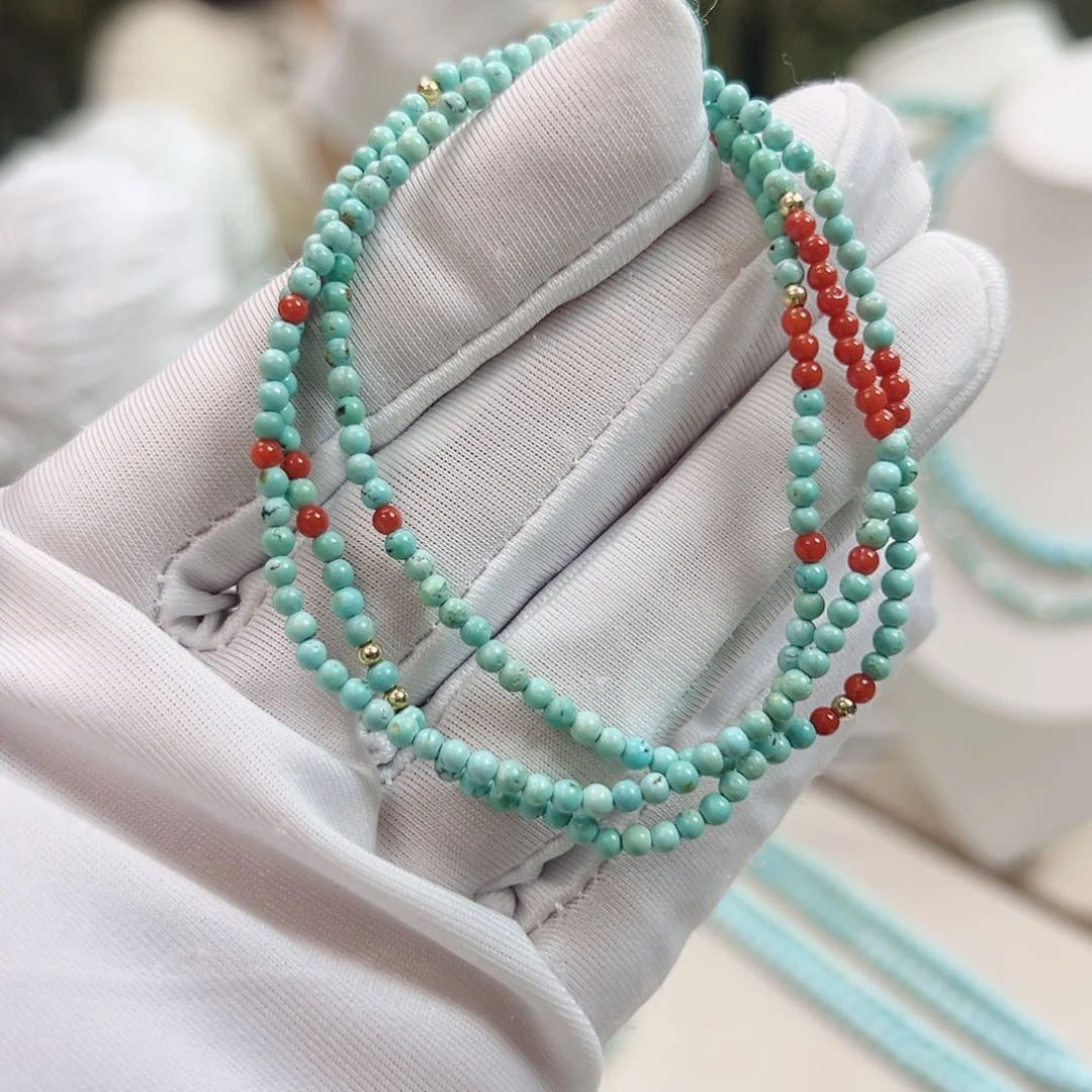 南红玛瑙放漏米链卡2+银S925镀金镶嵌