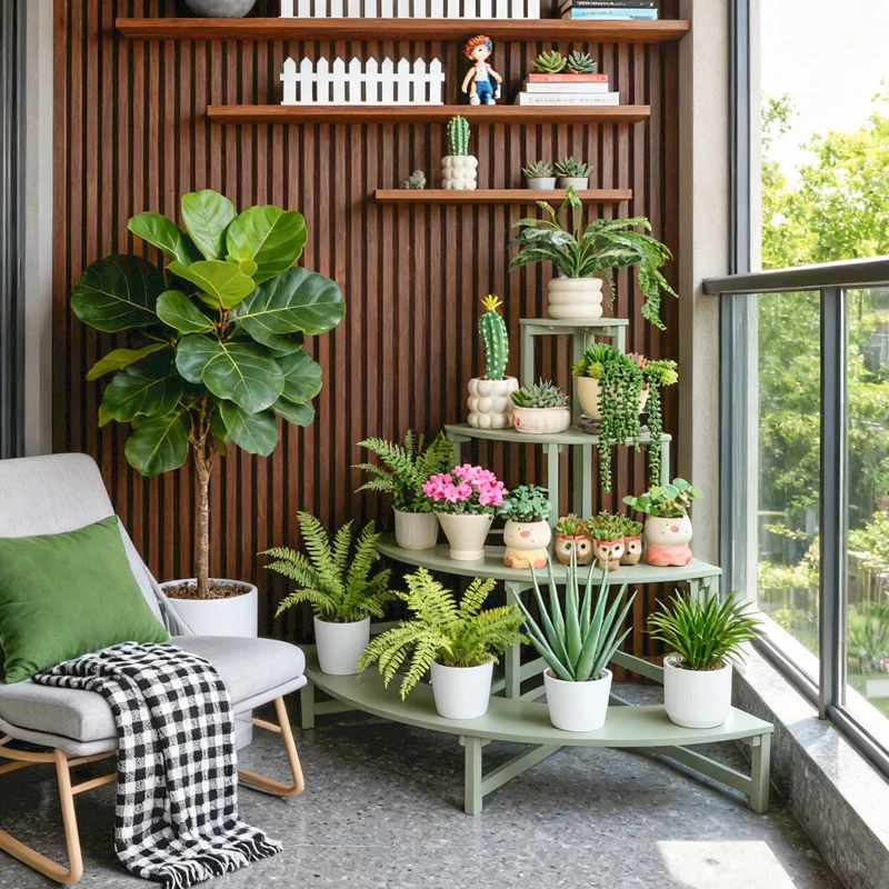 【新款转角花架】阳台阶梯式室内落地式墙角多层三角多肉架子置物架