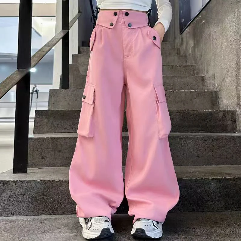 430哈哈家 女童夏季洋气韩版炸街百搭休闲阔腿工装裤