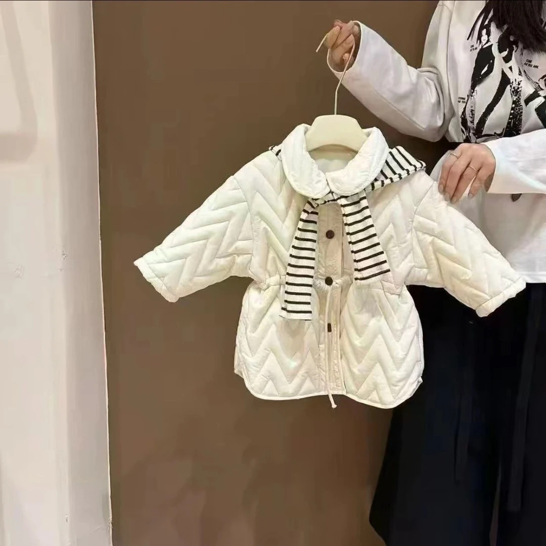 女童秋冬新款轻薄棉服2025洋气女宝宝披肩休闲翻领女宝宝韩版棉衣