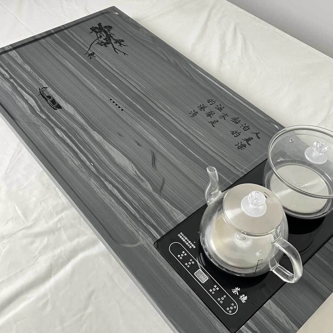 故乡带炉皇庭玉石茶盘皇庭玉两用大号家用手工长方形干泡排水式