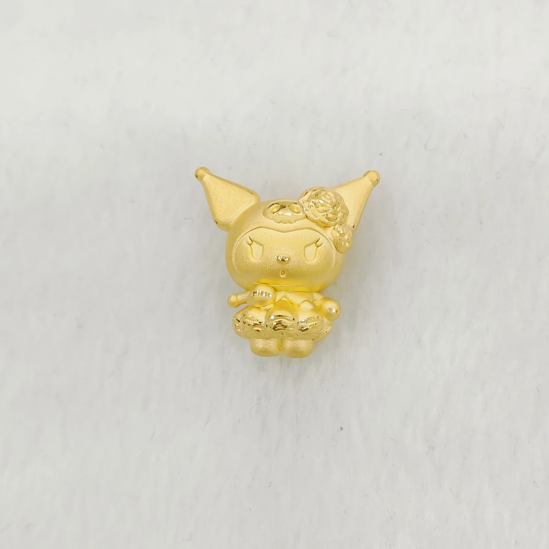 吉金珠宝 足金999玫瑰花裙库洛米素金3D硬金转运珠手串不含绳