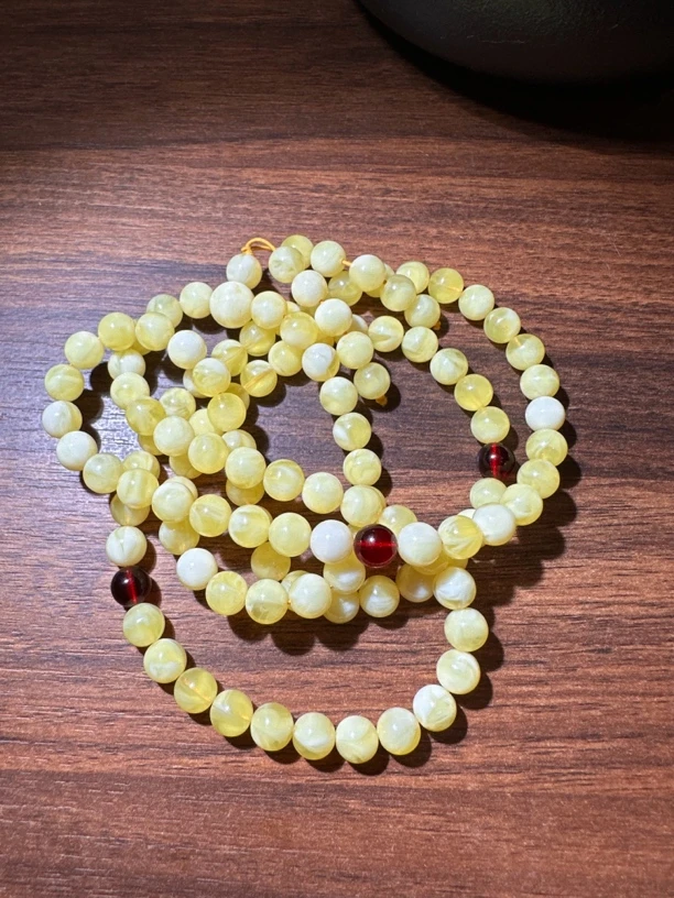 江江推荐-鹅黄蜜蜡108颗108ML0013