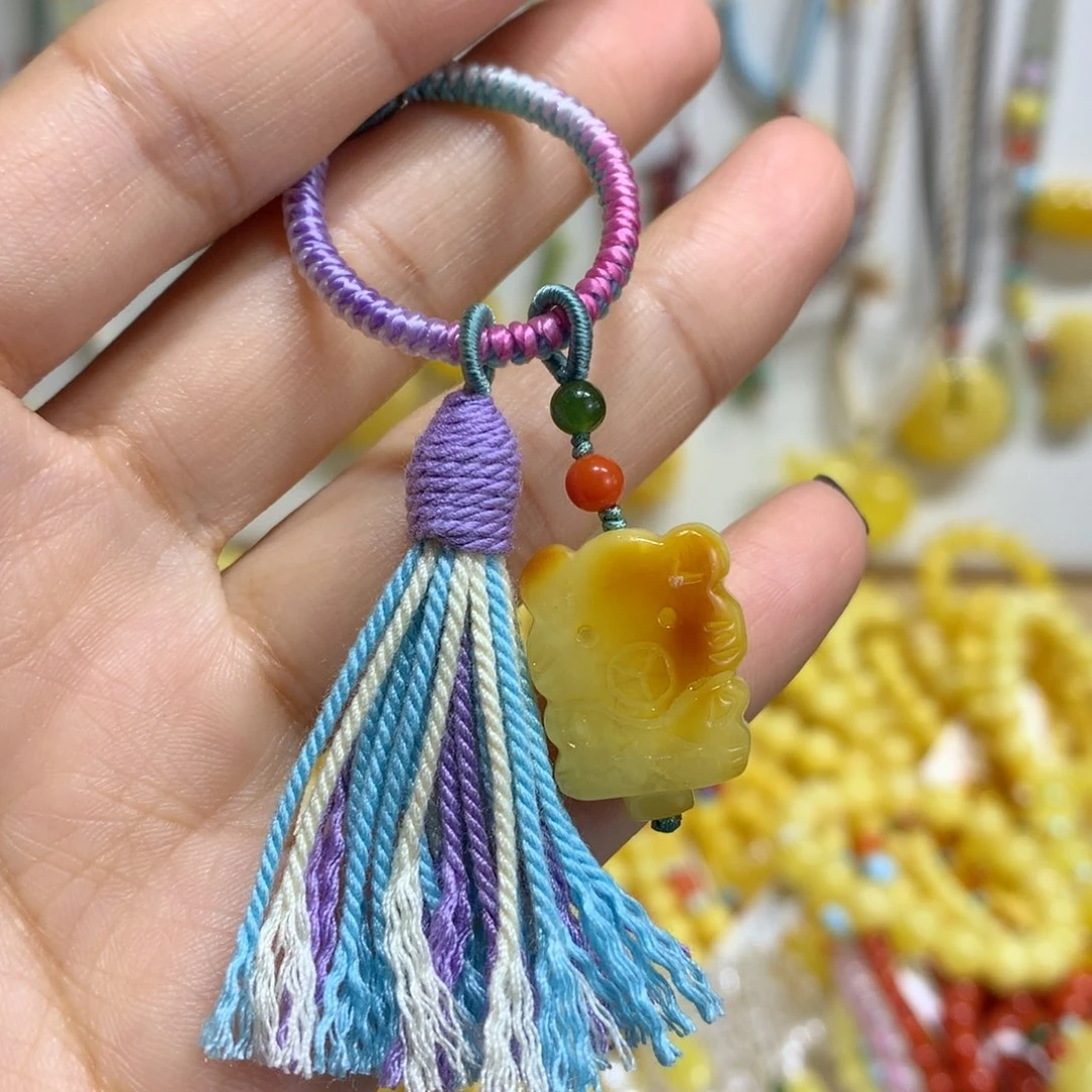 蜜蜡未镶嵌裸石包包挂