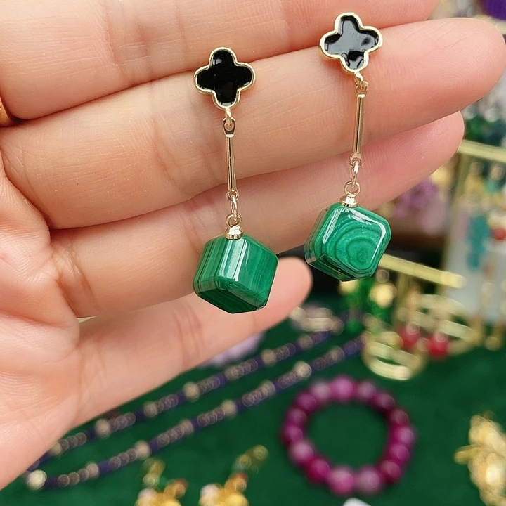 合金孔雀石耳饰孔雀石耳钉