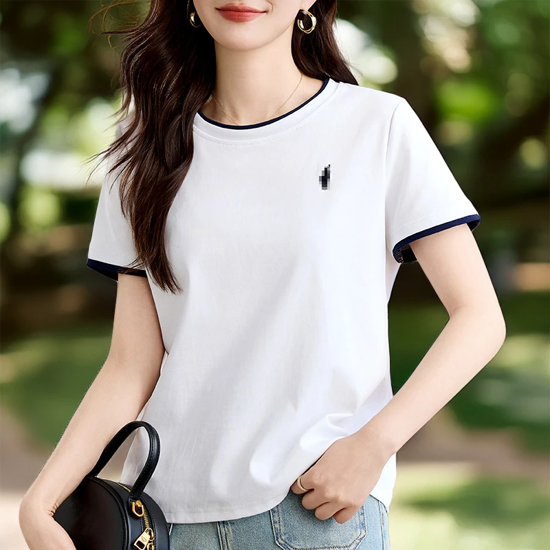 【运费补贴】新疆长绒棉短袖t恤女装休闲圆领上衣正肩显瘦洋气时尚