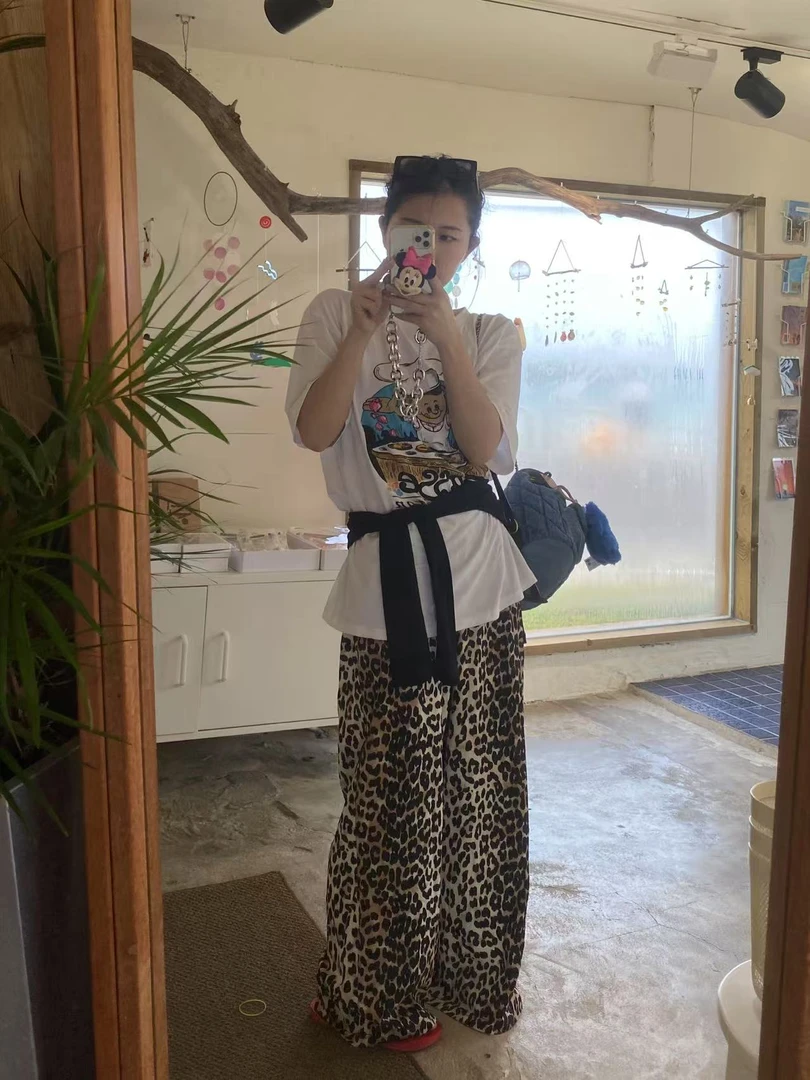 韩国东大门正品女装时尚豹纹休闲裤072110（NO退NO换）