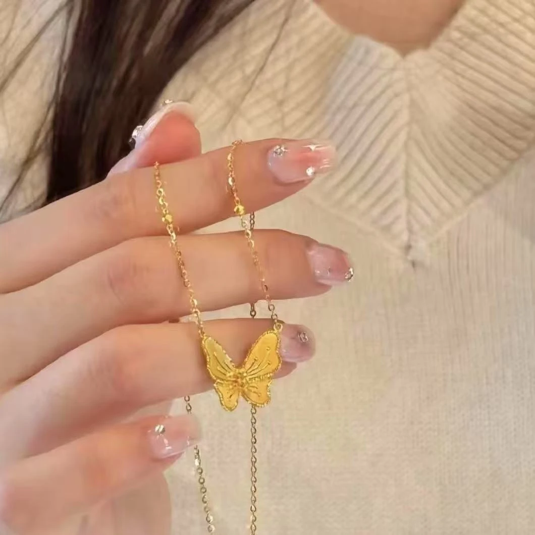 周大生足金蝴蝶套链