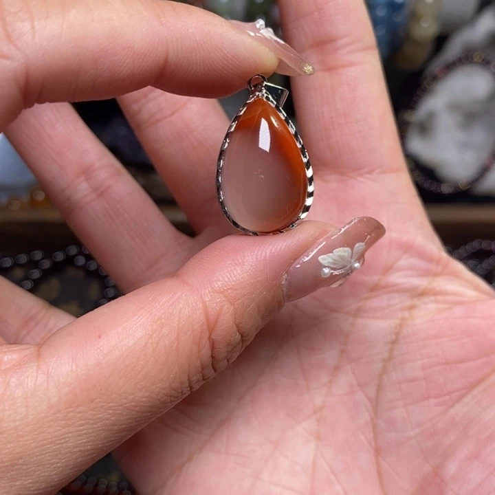 南红玛瑙吊坠(不含链)银S925镶嵌